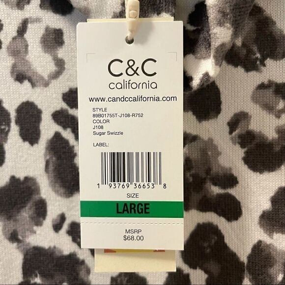 C & C California Printed Mock Neck Top - Size L - Picture 5 of 7